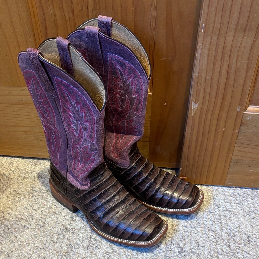 Macie Bean Purple and Brown Cowboy Boots